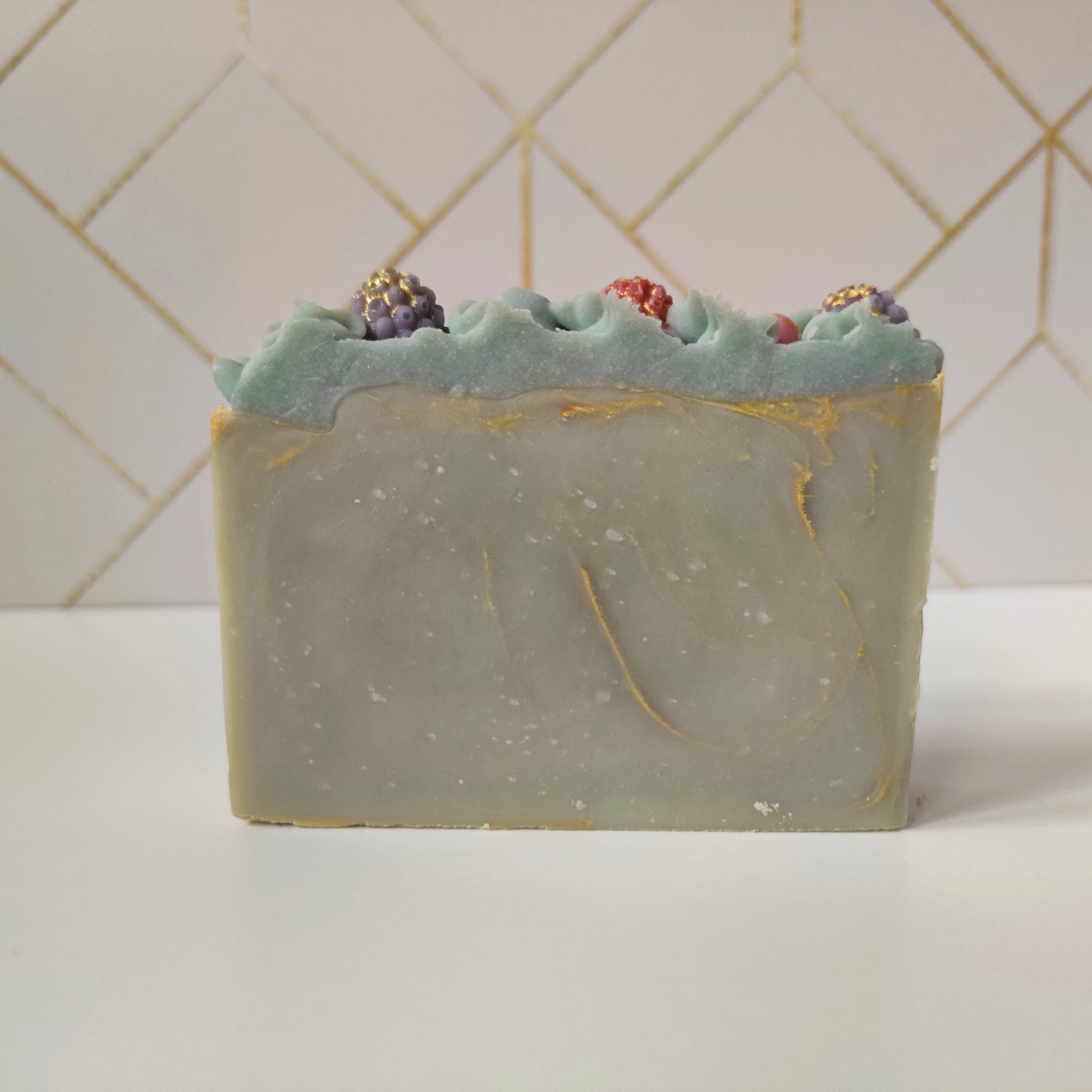 Enchanted Forest Soap French Green Clay Gold Swirl Natural Cold Process with Shea Butter