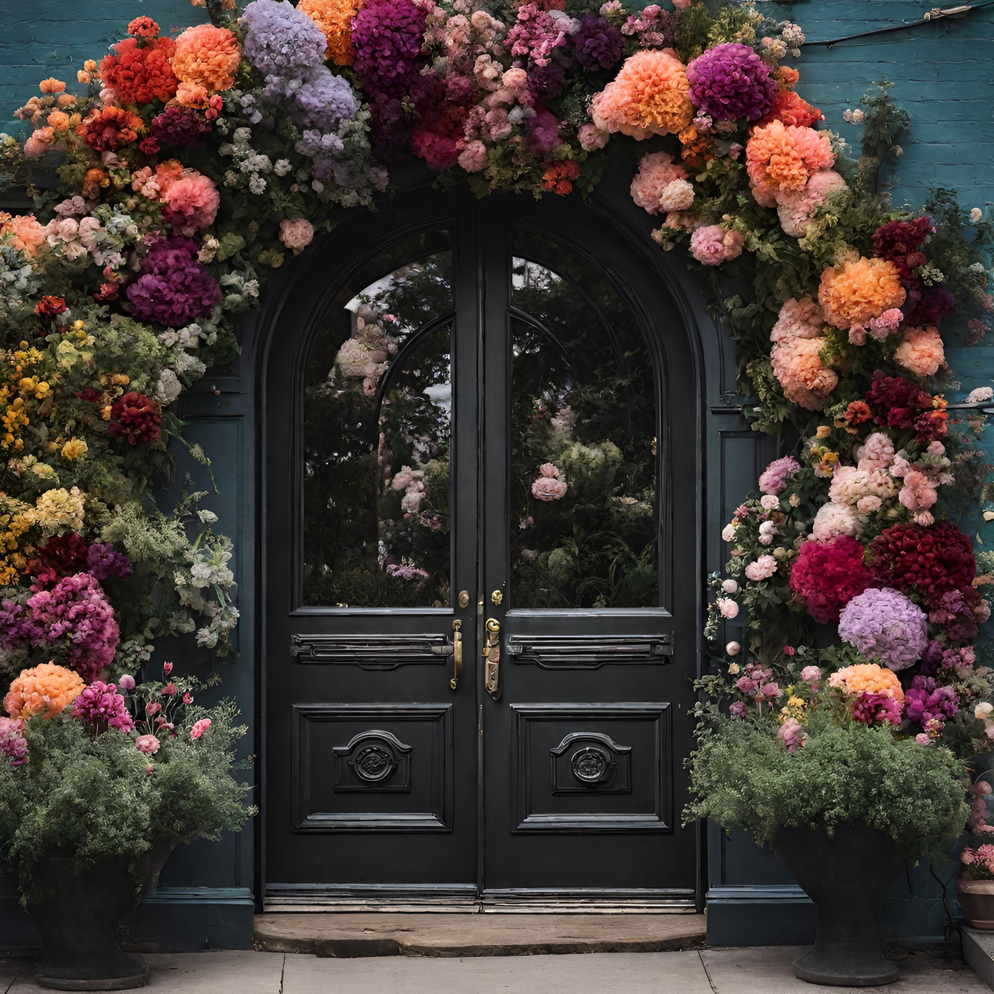 Imagine entering labyrinth through this black arched door surrounded by whimsical flowers. Step into a magical online shop filled with bath and body delights to enchant your daily self-care routine.